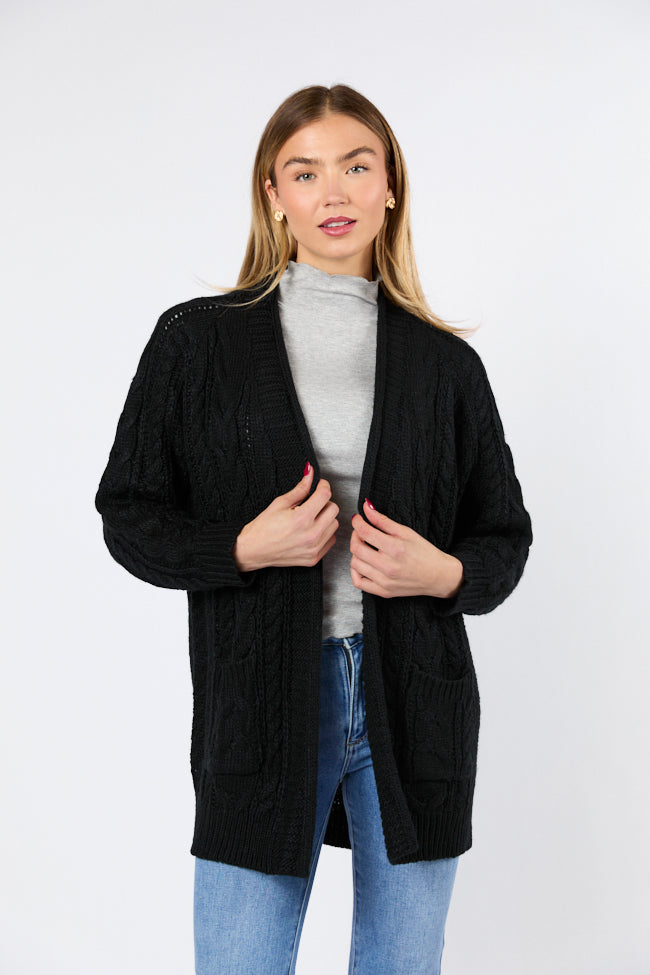 Sweet Nothings Black Chunky Cable Knit Cardigan Discount The Cheapest