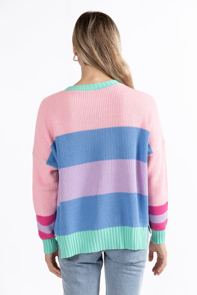 Break The Ice Multi Color Oversized Stripe Sweater FINAL SALE Cheap Visa Payment