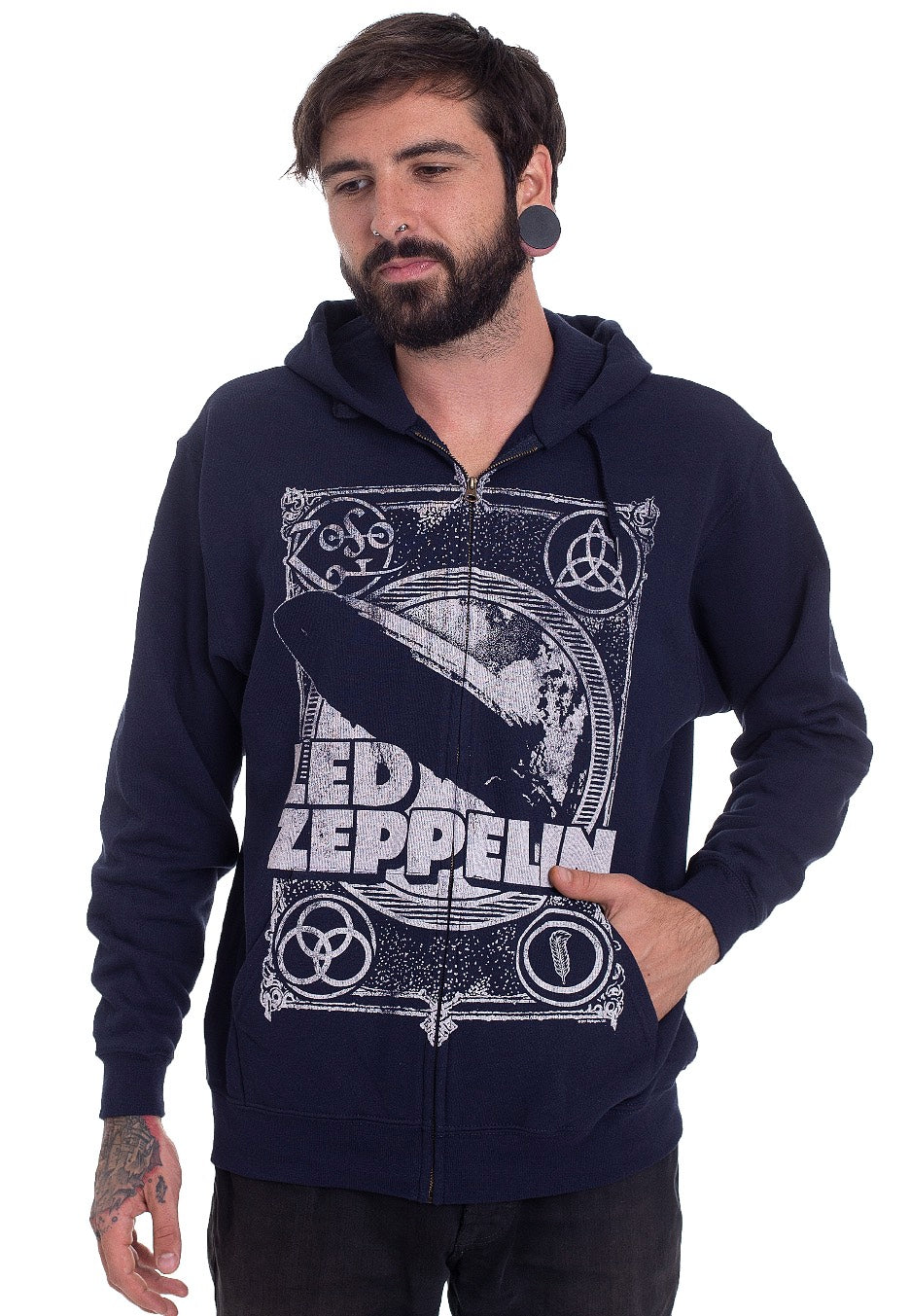 Led Zeppelin - Vintage Print Blue - Zipper Latest Sale Online