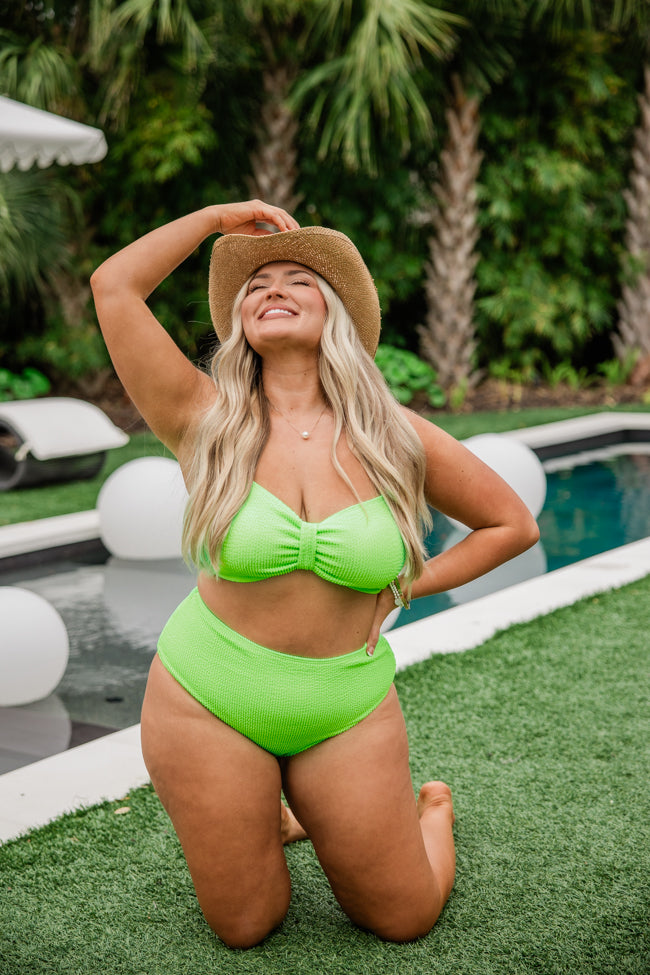 Just Add Water Lime Green High Waisted Bikini Bottoms FINAL SALE Outlet Visit