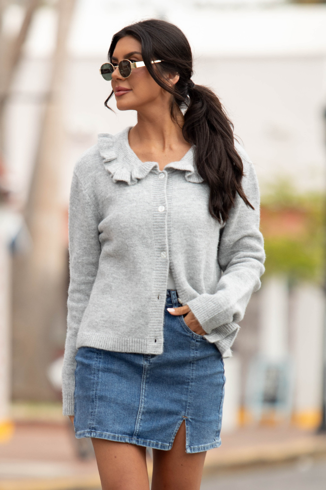 Just A Feeling Grey Collared Cardigan Buy Cheap Fashion Style