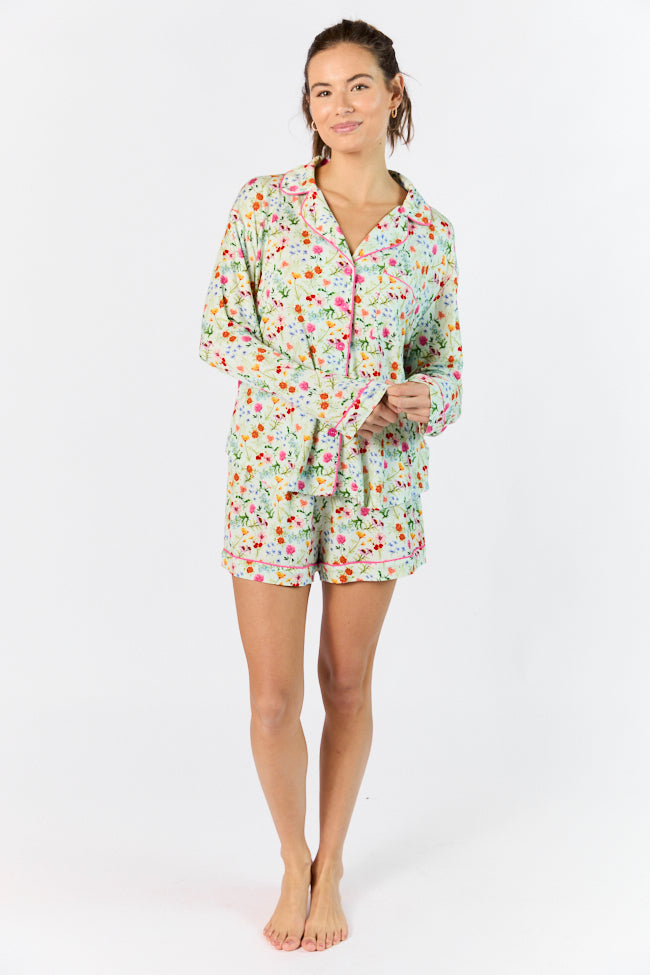 Good To Get Away Botanical Floral Pajama Shorts Countdown Package Online