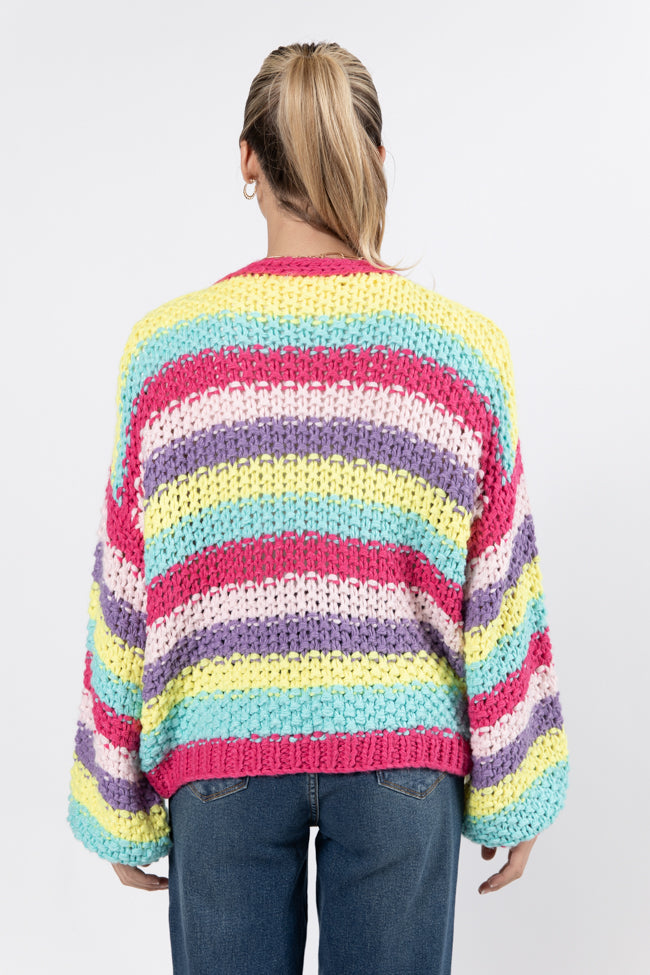 Forgot You Existed Hot Pink Multi Striped Cardigan FINAL SALE Sale Original