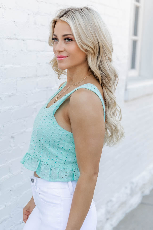 TTYL Mint Eyelet Tie Back Tank FINAL SALE Factory Outlet Cheap Online