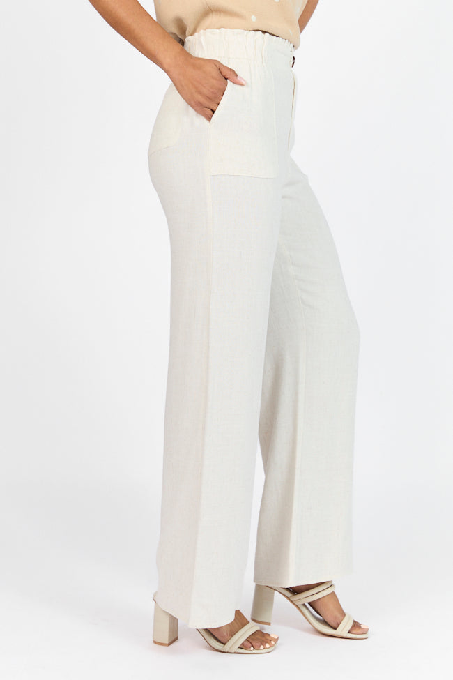 Wish For This Beige Linen Blend Trousers Free Shipping Online