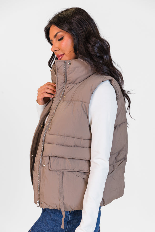 Won Me Over Mushroom Oversized Puffer Vest Outlet Clearance Store