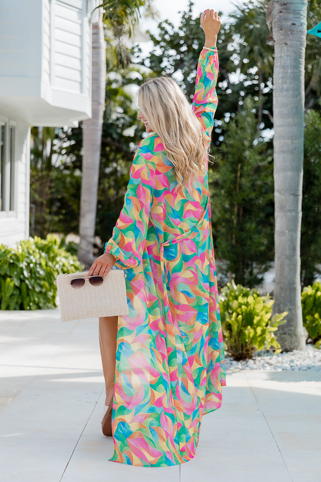 Eyes On Paradise in Kaleidoscope Dreams Belted Kimono Cover Up For Sale Finishline