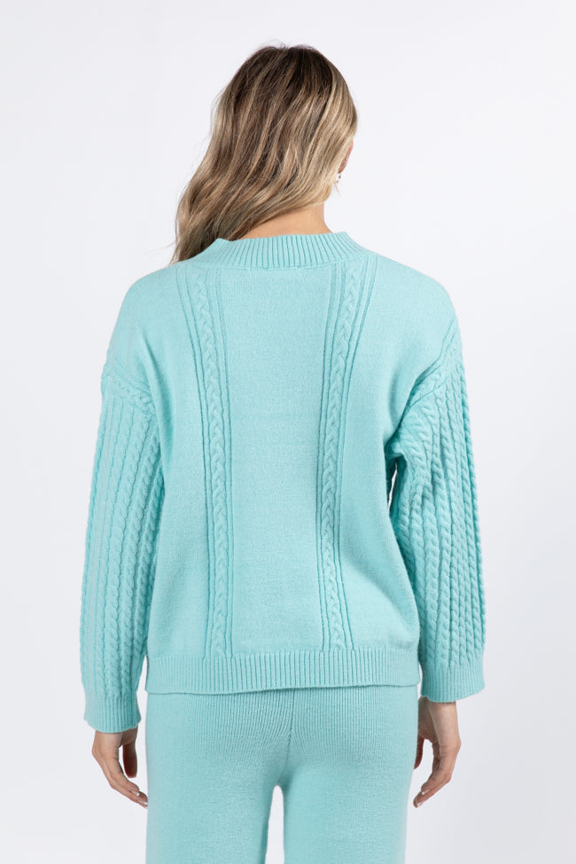 On My List Mint Cable Knit Sweater SALE Newest Online