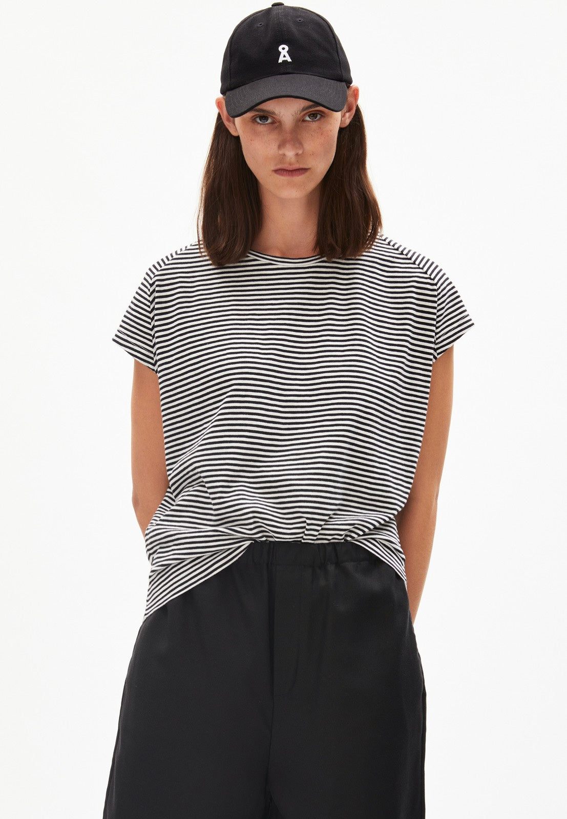 Armedangels - Oneliaa Lovely Stripes Black-Oatmilk - T-Shirt Sale Recommend