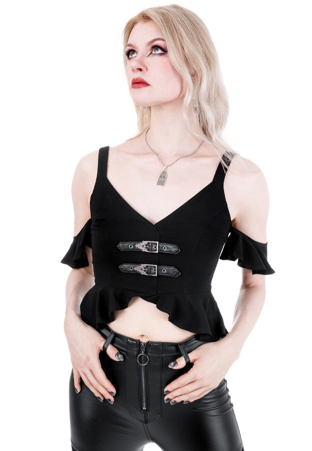 Restyle - Cathedralis Buckle Peplum Black - Top Best Deals