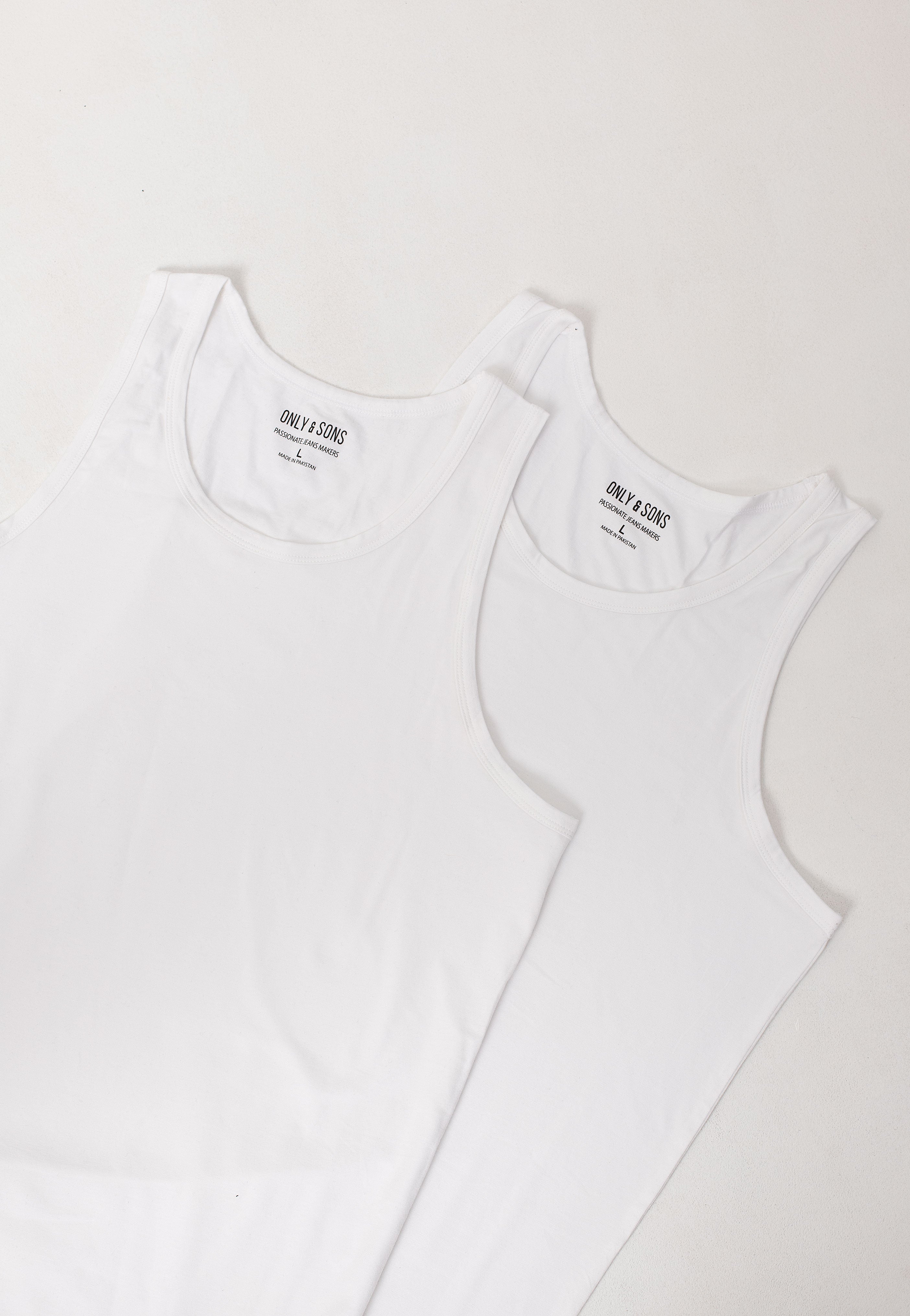 Only & Sons - Theo Reg Bamboo Pack Of 2 White - Tank Discount Brand New Unisex