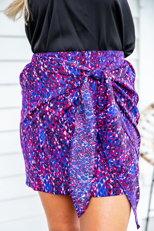 Take Me To The City Blue and Red Printed Tie Skirt FINAL SALE Clearance Choice