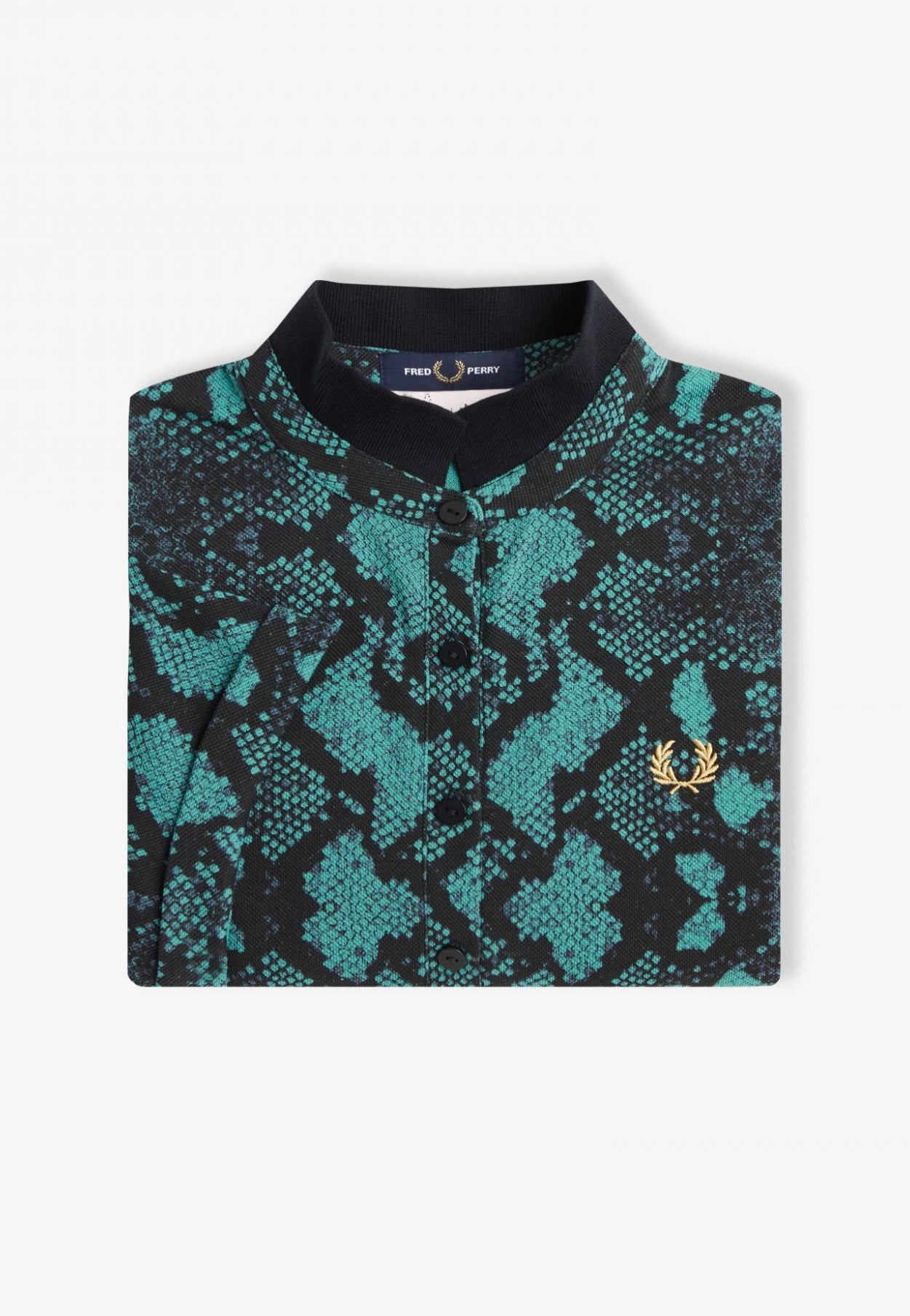 Fred Perry - Snake Print Deep Mint - Polo Excellent