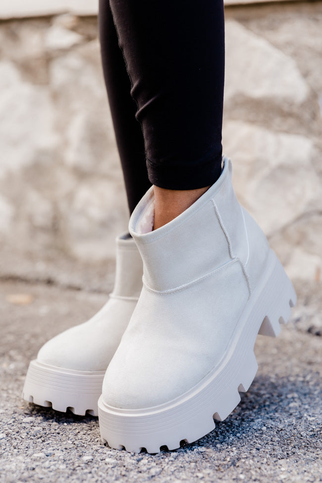 Kate Off White Suede Lug Ankle Booties FINAL SALE Visit For Sale