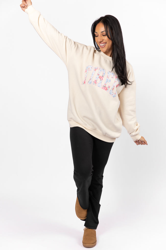 Tired Cream Oversized Graphic Sweatshirt Outlet Clearance Store