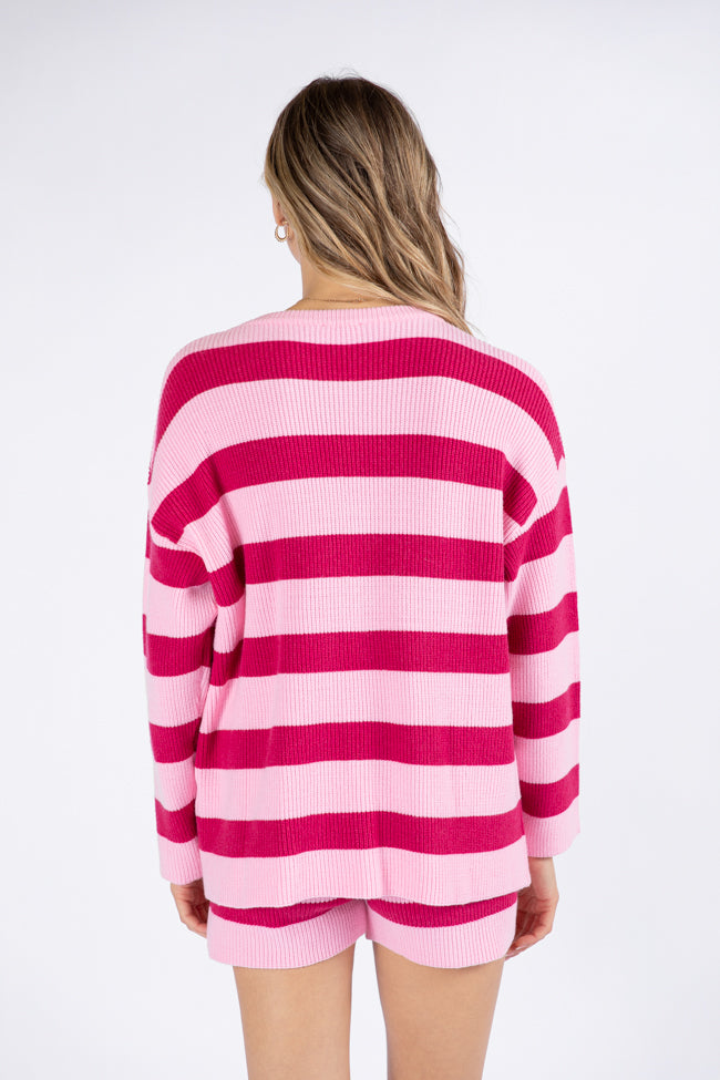 Sign Of The Times Pink and Wine Striped Sweater Set SALE Low Pice Sale Online