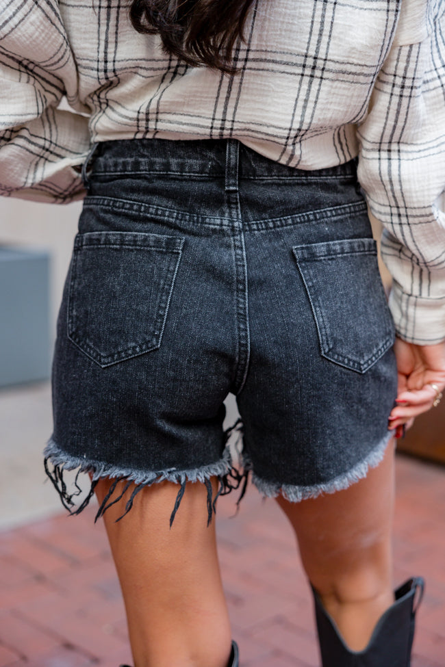 On The Fringe Black Diamond Fringe Denim Shorts Extremely Cheap Pice