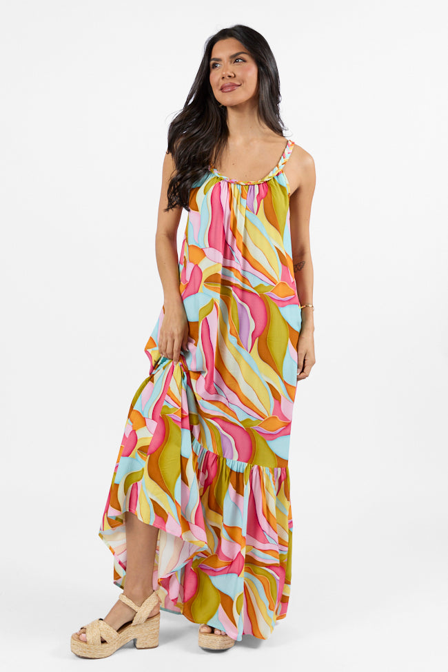 Painting The Sky Multi Print Maxi Dress Wholesale Pice