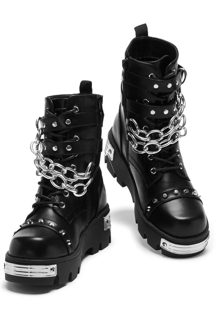 Koi Footwear - Shackled Shadows Heavy Duty Chain Biker Black - Girl Shoes Free Shipping Pay With Visa