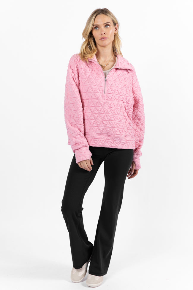 Love Is Everything Pink Quilted Quarter Zip Pullover Browse For Sale