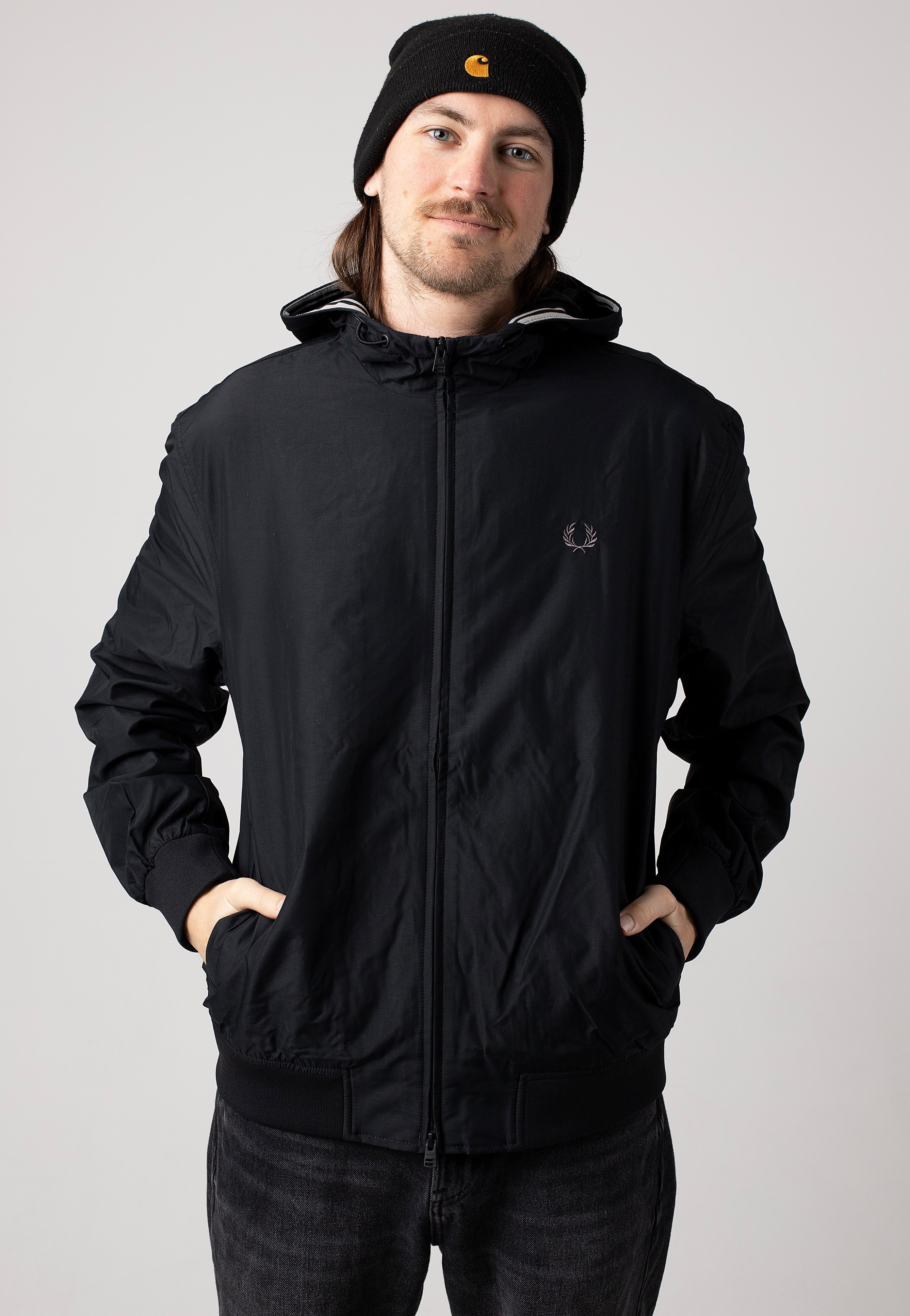 Fred Perry - Hooded Brentham Black - Jacket Free Shipping With Credit Card