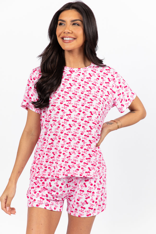 Over the Moon Cherry Hearts Pajama Top Kalee Rogers x Pink Lily FINAL SALE Discount Choice