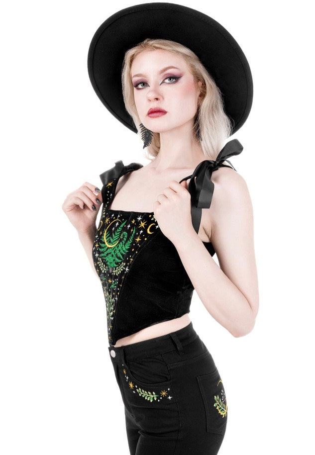 Restyle - Herbal Corset Black - Top Free Shipping Best Pices