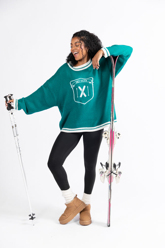 Ski Club Green and Ivory Embroidered Sweater SALE Countdown Package Cheap Online