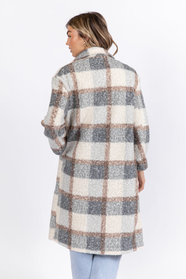 Wanting More Grey Sherpa Plaid Coat Footlocker For Sale