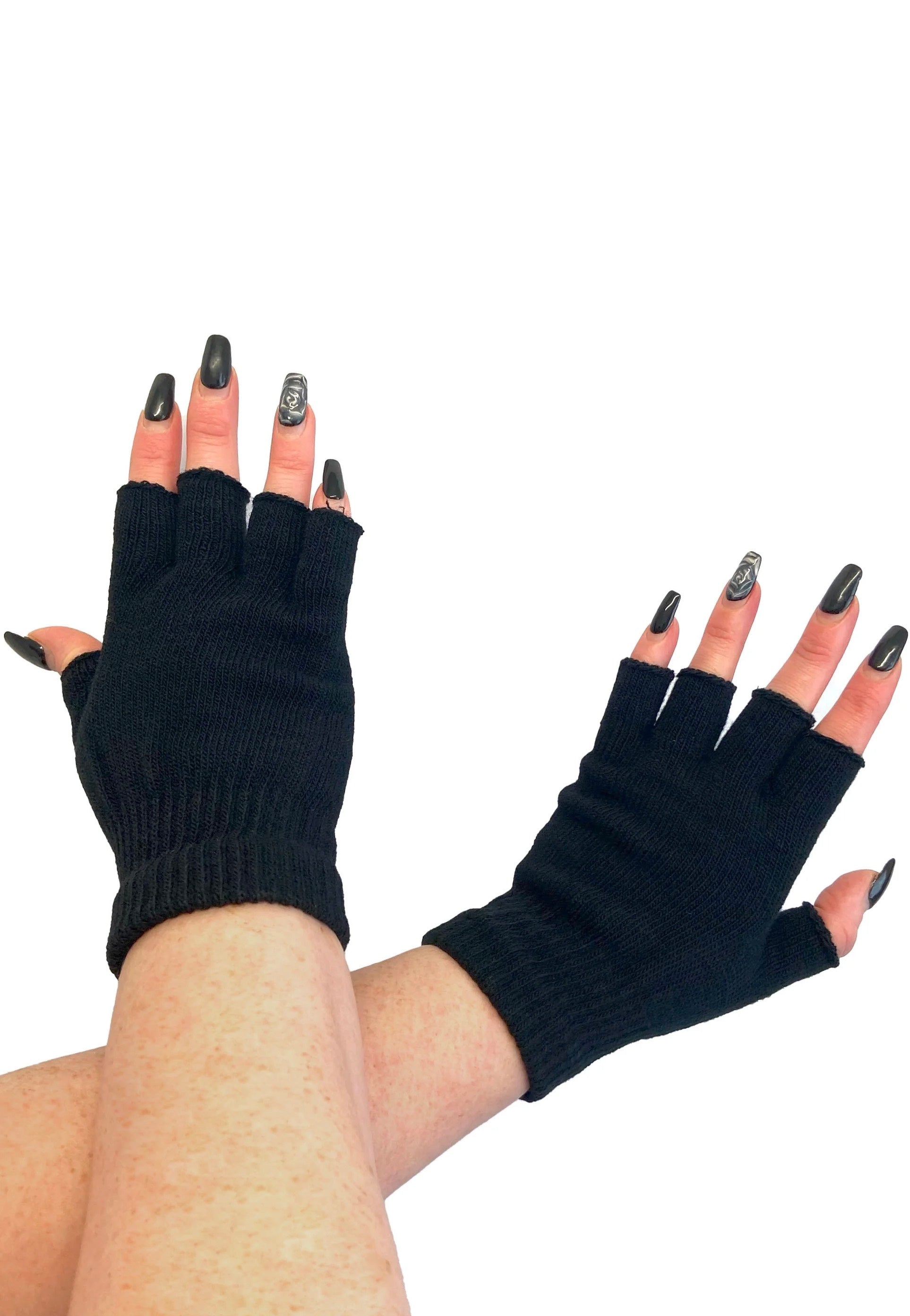 Pamela Mann - Knitted Fingerless Black - Gloves Sast