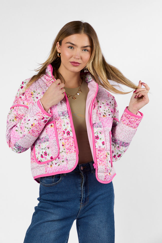 Going For It Floral Printed Zip Up Jacket Buy Cheap Free Shipping