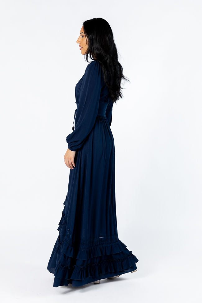 Lucky To Have You Navy Maxi Dress Clearance Sast