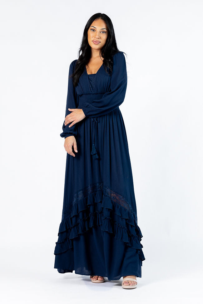 Lucky To Have You Navy Maxi Dress Clearance Sast