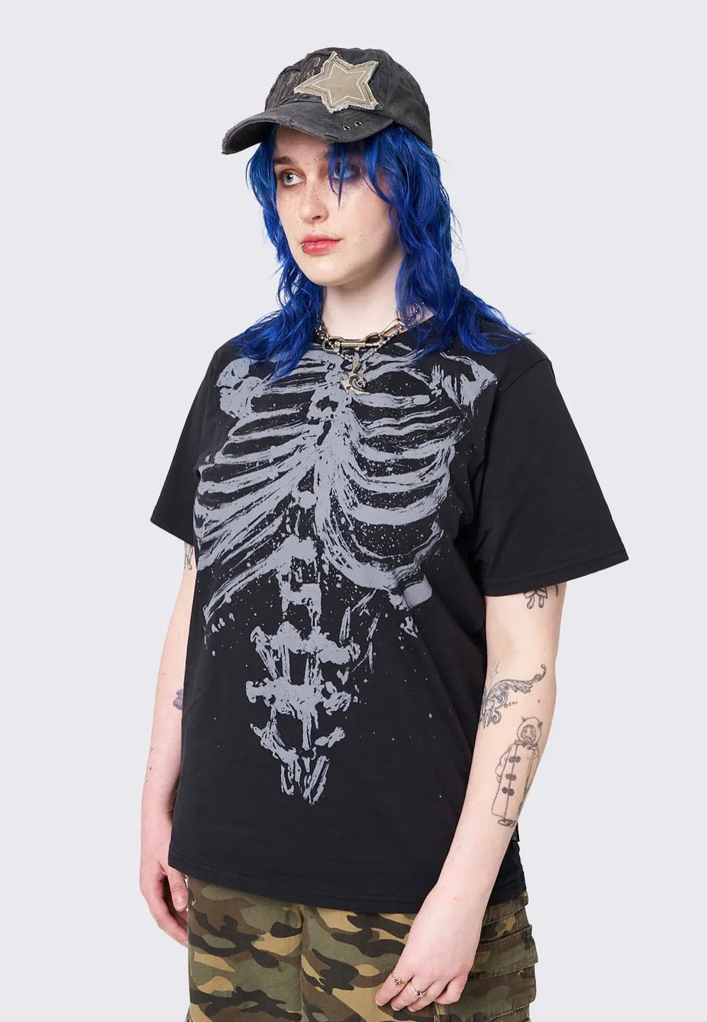 Minga London - Shadowed Bones Black Graphic - T-Shirt Outlet Sast