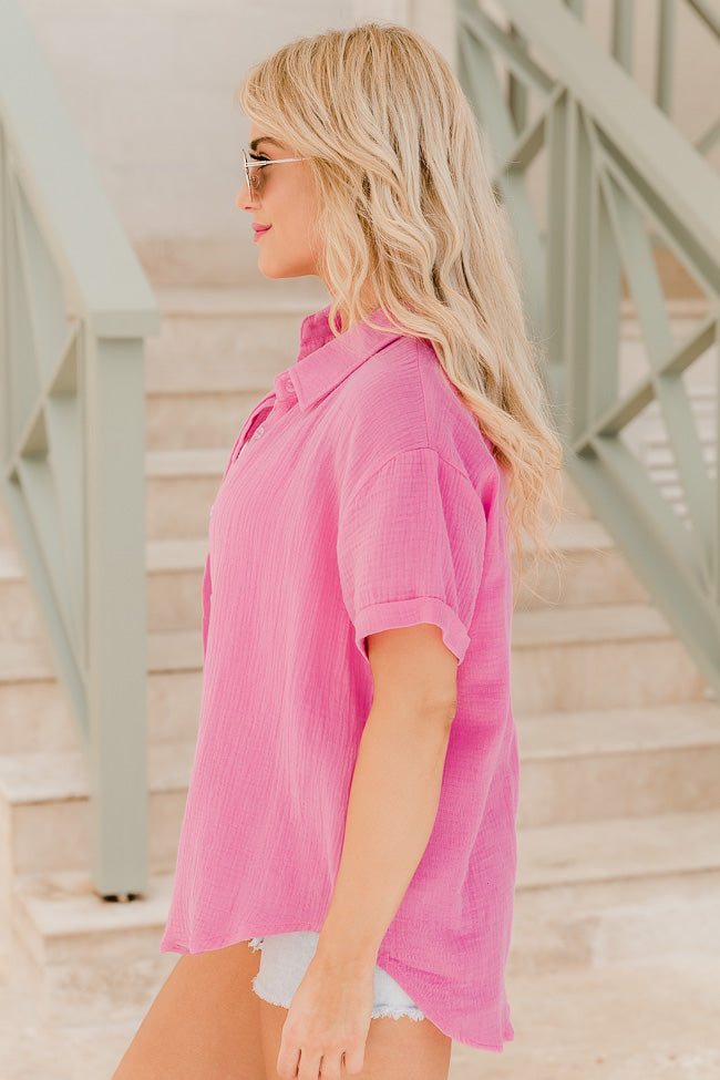 Clear Your Mind Pink Button Front Gauze Blouse FINAL SALE Buy Cheap Very Cheap