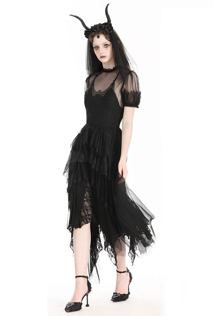 Dark In Love - Gothic Dark Night Elf Winged Mesh Black - Dress Sale Best Pices