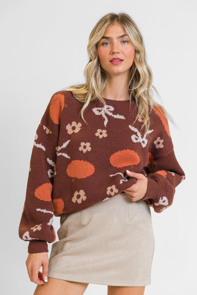 Pumpkin Spice Bliss Rust Bow Sweater FINAL SALE Largest Supplier