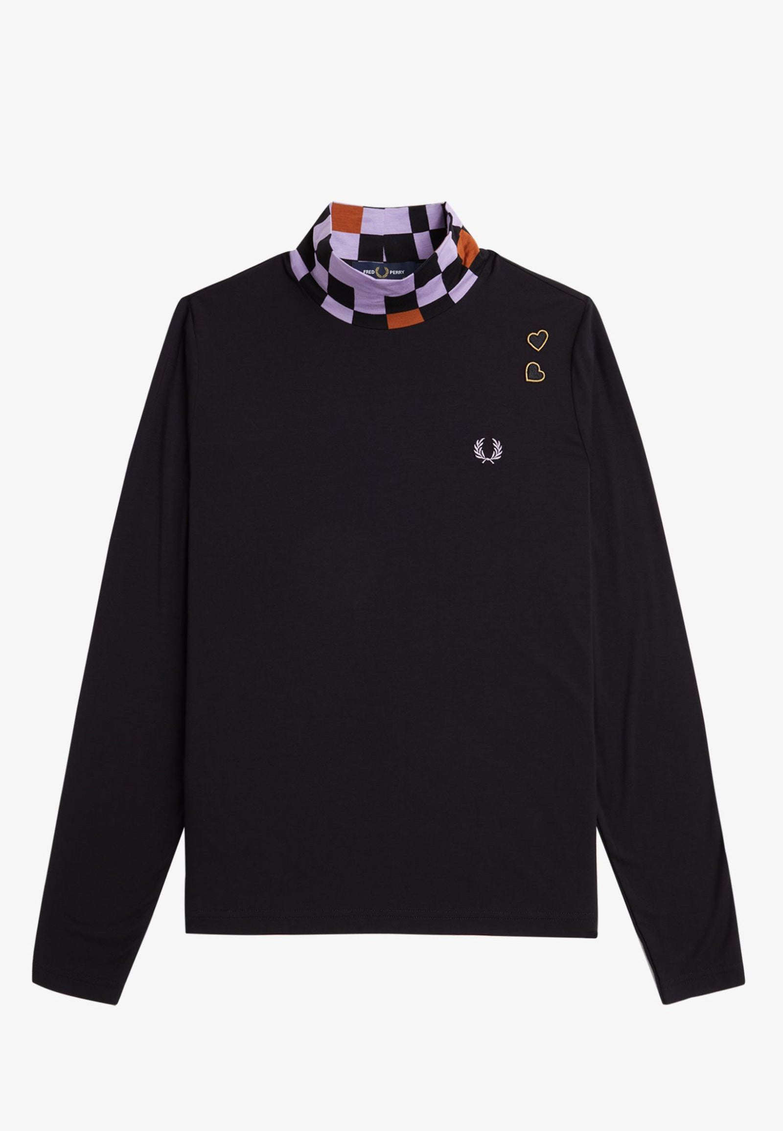 Fred Perry - Printed Trim High Neck Black - Longsleeve Sale Cheap Pice