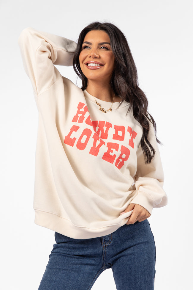 Howdy Lover Cream Oversized Graphic Sweatshirt Wiki Cheap Online