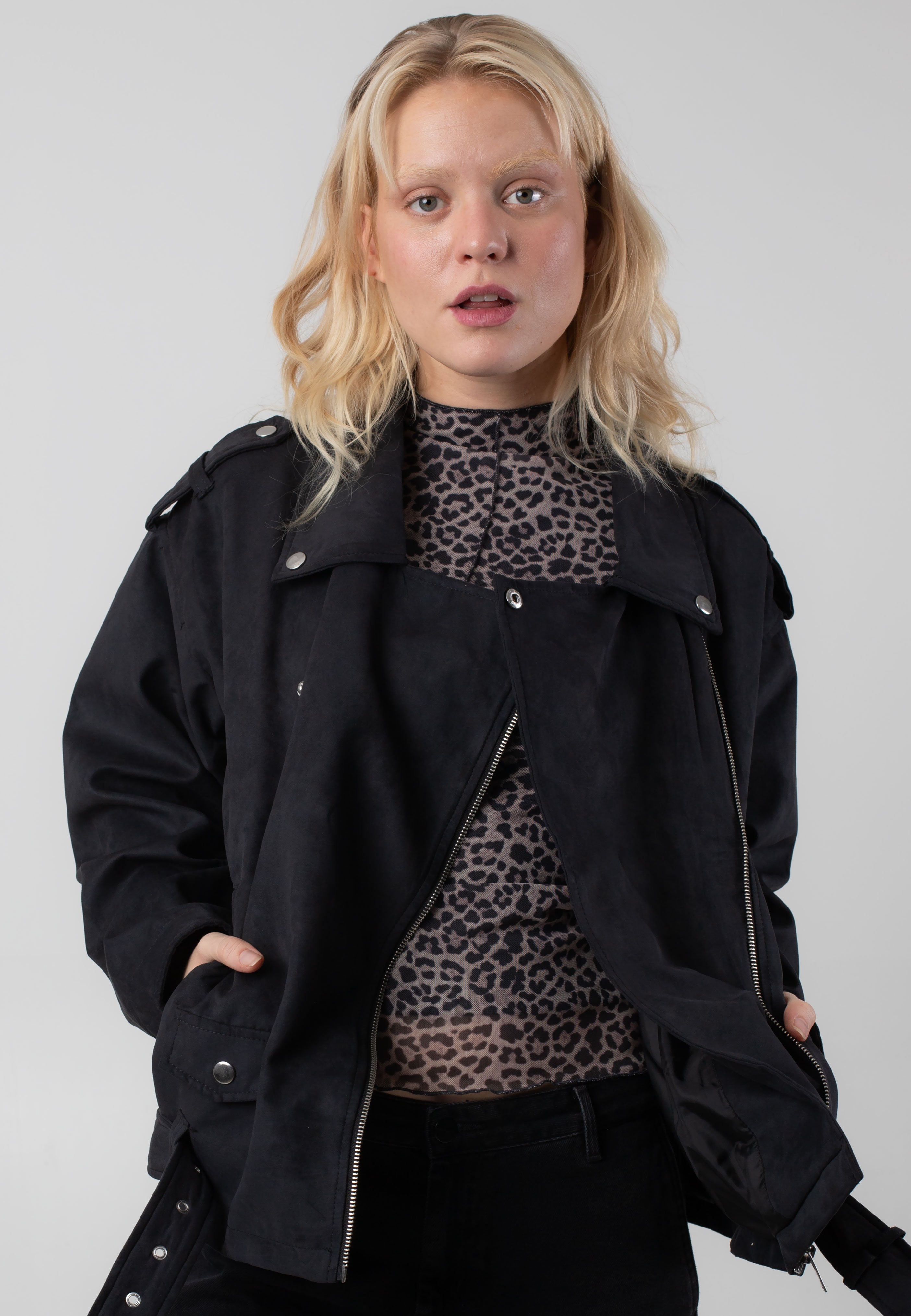 Noisy May - Paulina Suede Oversize Biker Black - Jacket Discount Explore