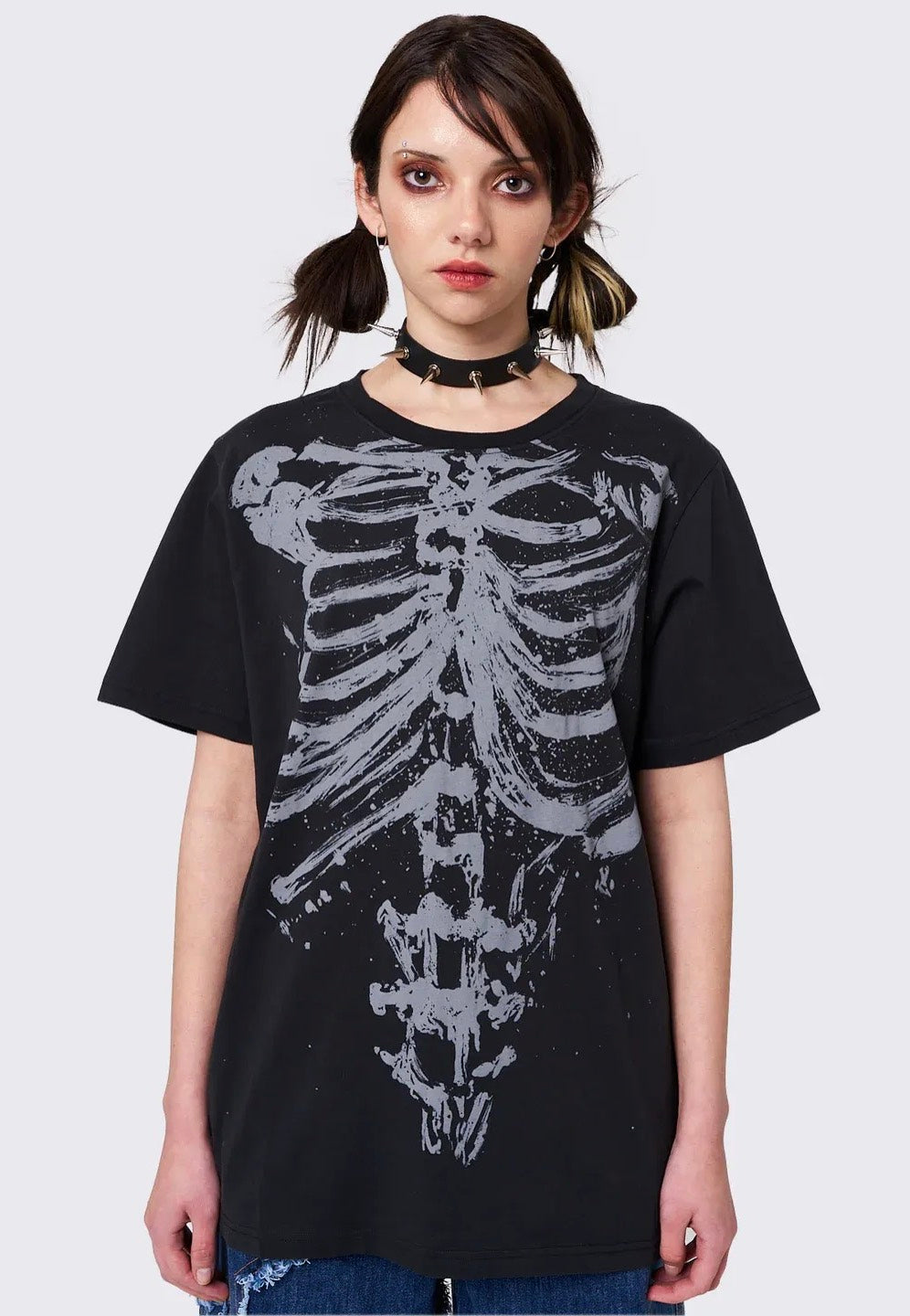 Minga London - Shadowed Bones Black Graphic - T-Shirt Outlet Sast