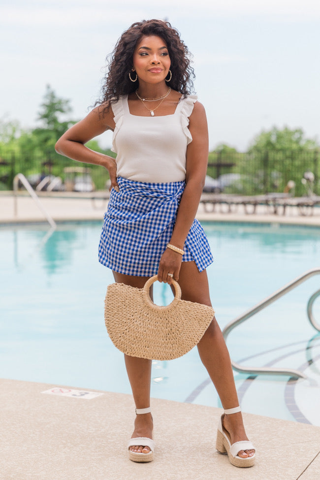 Summertime Muse Ivory Ruffle Sleeve Sweater Tank Comfortable