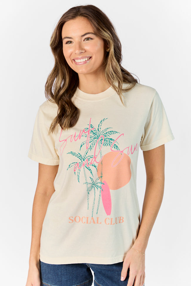 Surf & Sun Club Ivory Comfort Color Graphic Tee Sale Visa Payment