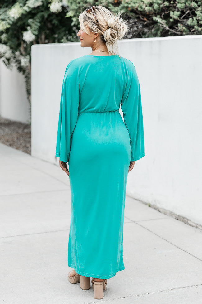 Joyful Feeling Teal Long Sleeve Twist Front Maxi Dress FINAL SALE Sale Top Quality