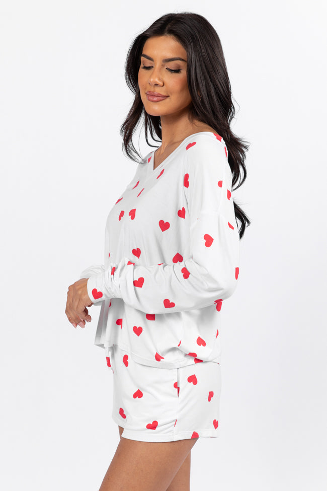 Dreaming Of You Heart Printed Pajama Set FINAL SALE With Mastercard For Sale