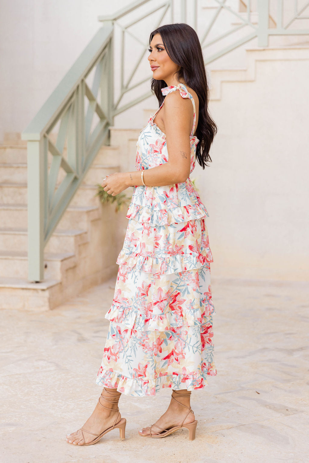 Stay In Paradise Floral Tiered Satin Midi Dress FINAL SALE In China Cheap Online