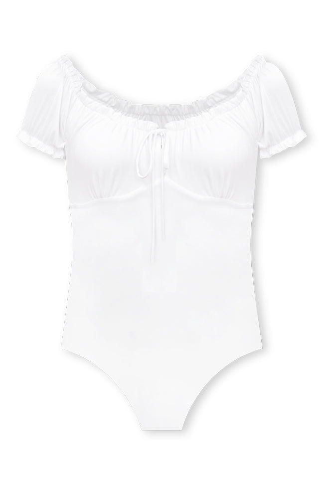 No Rules Ivory Off The Shoulder Keyhole Detail Bodysuit FINAL SALE Buy Cheap Eastbay