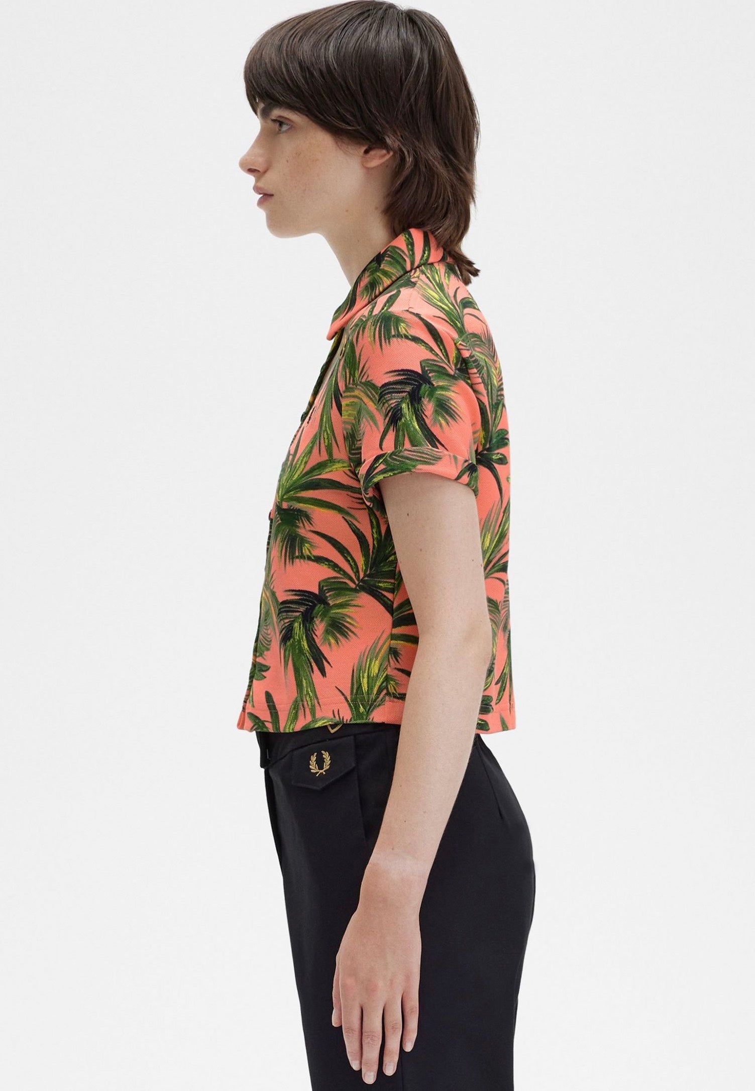 Fred Perry x Amy Winehouse - Palm Print Pique Coral Heat - Shirt Largest Supplier