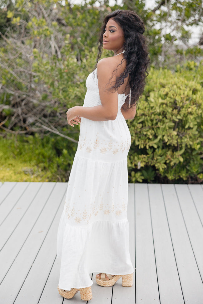 Just Say So White AppliquÃ© Detail Maxi Dress Clearance Pre Order