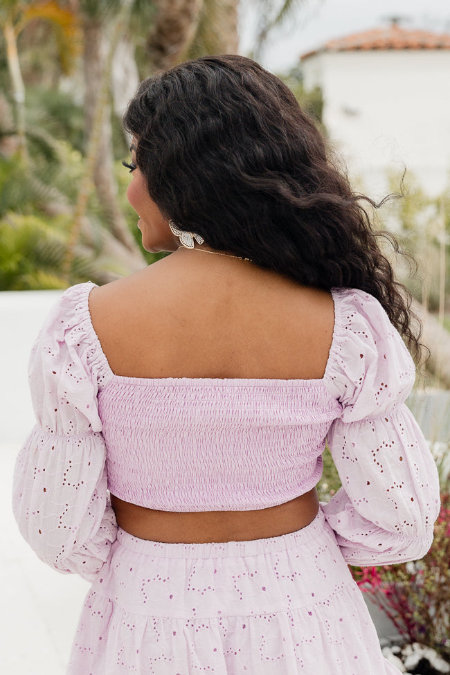 Slow Tide Purple Eyelet Crop Top and Skirt Set FINAL SALE Footlocker Cheap Online